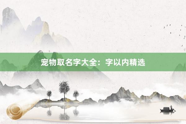 宠物取名字大全：字以内精选